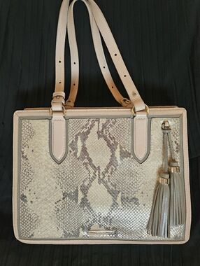 Brahmin Medium Camille Tote – Sand Beck (Metallic Snake Embossed)